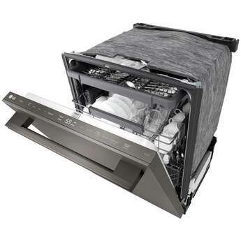 LG 24 Inch Built-In Dishwasher With Flushfit, 1Hr Cycle, Top Control, Towel Bar Handle, 46 Db, Smart Wi-Fi With Remote Start, Quadwash Pro, Dynamic Heat Dry With Autovent? Dry, Steam, Fixed 3rd Rack, Adjustable Middle Rack, Floor Status Indicator Light: Printproof Black Stainless Steel — thumbnail 46