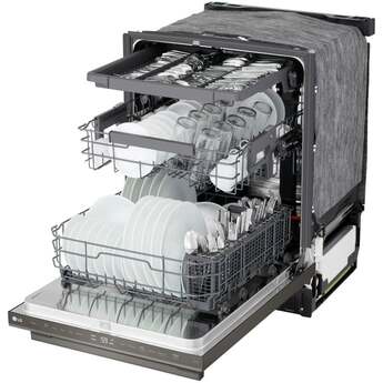 LG 24 Inch Built-In Dishwasher With Flushfit, 1Hr Cycle, Top Control, Towel Bar Handle, 46 Db, Smart Wi-Fi With Remote Start, Quadwash Pro, Dynamic Heat Dry With Autovent? Dry, Steam, Fixed 3rd Rack, Adjustable Middle Rack, Floor Status Indicator Light: Printproof Black Stainless Steel — thumbnail 48