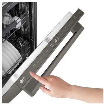 LG 24 Inch Built-In Dishwasher With Flushfit, 1Hr Cycle, Top Control, Towel Bar Handle, 46 Db, Smart Wi-Fi With Remote Start, Quadwash Pro, Dynamic Heat Dry With Autovent? Dry, Steam, Fixed 3rd Rack, Adjustable Middle Rack, Floor Status Indicator Light: Printproof Black Stainless Steel — thumbnail 5