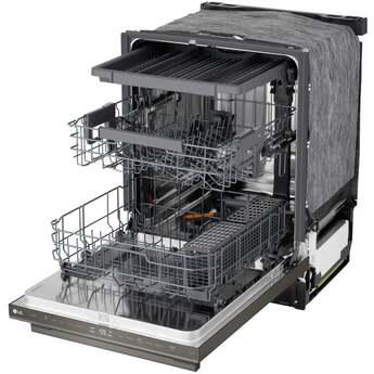 LG 24 Inch Built-In Dishwasher With Flushfit, 1Hr Cycle, Top Control, Towel Bar Handle, 46 Db, Smart Wi-Fi With Remote Start, Quadwash Pro, Dynamic Heat Dry With Autovent? Dry, Steam, Fixed 3rd Rack, Adjustable Middle Rack, Floor Status Indicator Light: Printproof Black Stainless Steel — thumbnail 50