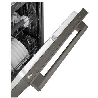 LG 24 Inch Built-In Dishwasher With Flushfit, 1Hr Cycle, Top Control, Towel Bar Handle, 46 Db, Smart Wi-Fi With Remote Start, Quadwash Pro, Dynamic Heat Dry With Autovent? Dry, Steam, Fixed 3rd Rack, Adjustable Middle Rack, Floor Status Indicator Light: Printproof Black Stainless Steel — thumbnail 6