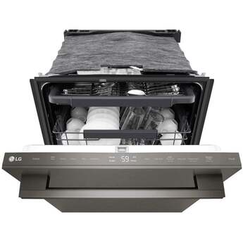 LG 24 Inch Built-In Dishwasher With Flushfit, 1Hr Cycle, Top Control, Towel Bar Handle, 46 Db, Smart Wi-Fi With Remote Start, Quadwash Pro, Dynamic Heat Dry With Autovent? Dry, Steam, Fixed 3rd Rack, Adjustable Middle Rack, Floor Status Indicator Light: Printproof Black Stainless Steel — thumbnail 8