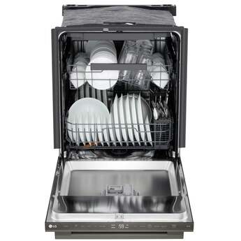LG 24 Inch Built-In Dishwasher With Flushfit, 1Hr Cycle, Top Control, Towel Bar Handle, 46 Db, Smart Wi-Fi With Remote Start, Quadwash Pro, Dynamic Heat Dry With Autovent? Dry, Steam, Fixed 3rd Rack, Adjustable Middle Rack, Floor Status Indicator Light: Printproof Black Stainless Steel — thumbnail 9