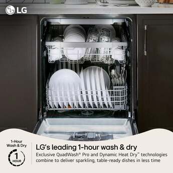 LG 24 Inch Built-In Dishwasher With Flushfit, 1Hr Cycle, Top Control, Towel Bar Handle, 46 Db, Smart Wi-Fi With Remote Start, Quadwash Pro, Dynamic Heat Dry With Autovent? Dry, Steam, Fixed 3rd Rack, Adjustable Middle Rack, Floor Status Indicator Light: Stainless Steel — thumbnail 12