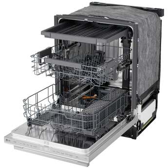 LG 24 Inch Built-In Dishwasher With Flushfit, 1Hr Cycle, Top Control, Towel Bar Handle, 46 Db, Smart Wi-Fi With Remote Start, Quadwash Pro, Dynamic Heat Dry With Autovent? Dry, Steam, Fixed 3rd Rack, Adjustable Middle Rack, Floor Status Indicator Light: Stainless Steel — thumbnail 24
