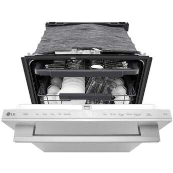 LG 24 Inch Built-In Dishwasher With Flushfit, 1Hr Cycle, Top Control, Towel Bar Handle, 46 Db, Smart Wi-Fi With Remote Start, Quadwash Pro, Dynamic Heat Dry With Autovent? Dry, Steam, Fixed 3rd Rack, Adjustable Middle Rack, Floor Status Indicator Light: Stainless Steel — thumbnail 6