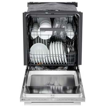 LG 24 Inch Built-In Dishwasher With Flushfit, 1Hr Cycle, Top Control, Towel Bar Handle, 46 Db, Smart Wi-Fi With Remote Start, Quadwash Pro, Dynamic Heat Dry With Autovent? Dry, Steam, Fixed 3rd Rack, Adjustable Middle Rack, Floor Status Indicator Light: Stainless Steel — thumbnail 7