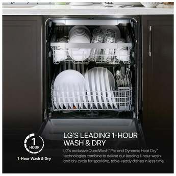 LG Top Control Smart Dishwasher with LG Designed Towel Bar, 1HR Cycle, 46 dB, Smart Wi-Fi, QuadWash Pro, Dynamic Heat Dry, 3rd Rack, Glide Rail, Wheel Bearing: Printproof Stainless Steel — thumbnail 18