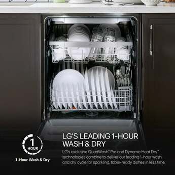 LG Top Control Smart Dishwasher with LG Designed Towel Bar, 1HR Cycle, 46 dB, Smart Wi-Fi, QuadWash Pro, Dynamic Heat Dry, 3rd Rack, Glide Rail, Wheel Bearing: Printproof Stainless Steel — thumbnail 29