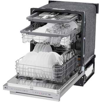 LG Top Control Smart Dishwasher with LG Designed Towel Bar, 1HR Cycle, 46 dB, Smart Wi-Fi, QuadWash Pro, Dynamic Heat Dry, 3rd Rack, Glide Rail, Wheel Bearing: Printproof Stainless Steel — thumbnail 6
