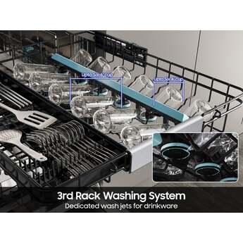 Samsung 24 Inch Fully Integrated Smart Dishwasher with 16 Place Settings Capacity, 38 dBA, 10 Wash Cycles, 7 Wash Options, StormWash+™, Express 60 Cycle, AutoRelease™ Door, Leak Sensor, Child Lock, and ENERGY STAR® Certified: Stainless Steel — thumbnail 10