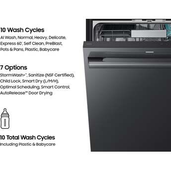 Samsung 24 Inch Built-In Dishwasher: Matte Black Steel — thumbnail 12