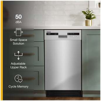 Whirlpool WDPS5118PM 18 Inch Compact Dishwasher Monochromatic Stainless Cabinet — thumbnail 9