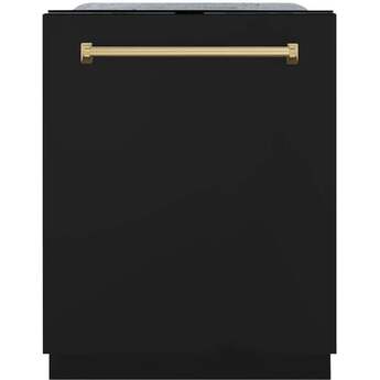 Z Line Autograph Edition 24 Inch Monument Series 3rd Rack Top Touch Control Tall Tub Dishwasher: Black Matte With Champagne Bronze Handle