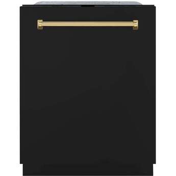 Z Line Autograph Edition 24 Inch Monument Series 3rd Rack Top Touch Control Tall Tub Dishwasher: Black Matte With Polished Gold Handle