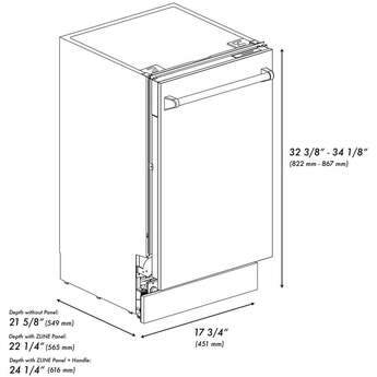 Z Line ZLINE DWVBS18 Tallac Series 18 Inch Built-In Fully Integrated Dishwasher — thumbnail 13