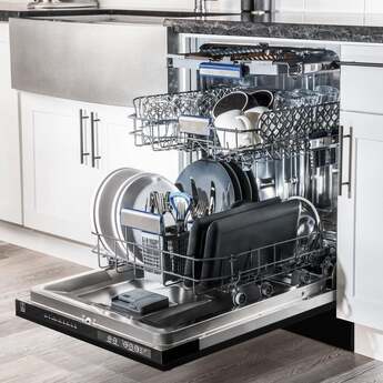 Z Line Autograph Edition 18" Compact 3rd Rack Top Control Dishwasher: Black Stainless Steel With Polished Gold Handle — thumbnail 13