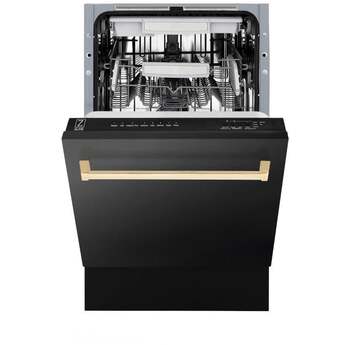 Z Line Autograph Edition 18" Compact 3rd Rack Top Control Dishwasher: Black Stainless Steel With Polished Gold Handle — thumbnail 15