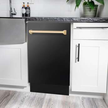 Z Line Autograph Edition 18" Compact 3rd Rack Top Control Dishwasher: Black Stainless Steel With Polished Gold Handle — thumbnail 17