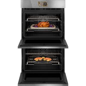 Cafe 30 Inch Smart Built-In Convection Double Wall Oven With In-Oven Camera And Voice-to-Open/Push-to-Open Door: Stainless — thumbnail 3