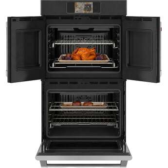 Cafe Professional Series 30 Inch Smart Built-In Convection Double Wall Oven With French-Doors: Matte Black — thumbnail 3