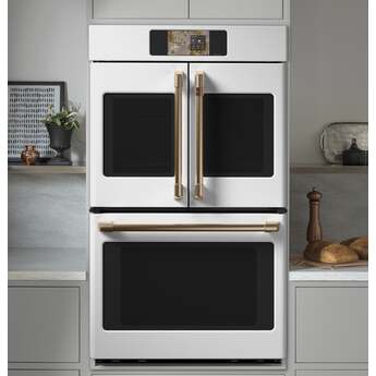Cafe Professional Series 30 Inch Smart Built-In Convection Double Wall Oven With French-Doors: Matte White — thumbnail 4