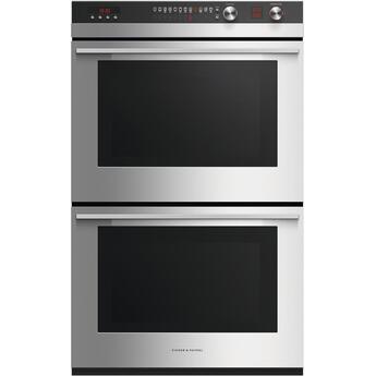Fisher Paykel Contemporary 30" 8.2 cu. ft. Brushed Stainless Steel Electric Double Oven with 11 Functions