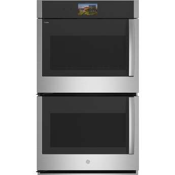 GE Profile 30 Inch Smart Built-In Convection Double Wall Oven With No Preheat Air Fry, Precision Cooking, and Microphone: Stainless Steel, Left Hinge
