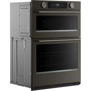 KitchenAid 30 Inch Double Combination Smart Electric Wall Oven with 6.4 cu. ft. Total Capacity, Even-Heat™ True Convection, Temperature Probe, Backlit Knobs, Assisted Cooking Modes, Fresh Pizza Mode, Touch-Activated Controls, LCD Display, Sabbath Mode and STAR-K Certified: Black Ore — thumbnail 12