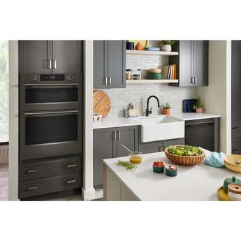 KitchenAid 30 Inch Double Combination Smart Electric Wall Oven with 6.4 cu. ft. Total Capacity, Even-Heat™ True Convection, Temperature Probe, Backlit Knobs, Assisted Cooking Modes, Fresh Pizza Mode, Touch-Activated Controls, LCD Display, Sabbath Mode and STAR-K Certified: Black Ore — thumbnail 3