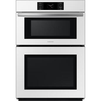 Samsung NQ70CB700D12 Bespoke Series 30 Inch White Glass Electric Double Wall Oven/Microwave Combo Steam Oven