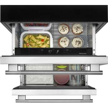 KitchenAid 24 Inch Undercounter Double-Drawer Refrigerator/Freezer with 4.2 cu. ft. Capacity, Temperature Monitoring System, Ultra-Bright LED Lighting, Automatic Ice Maker, Backlit Touch Controls, Sabbath Mode and Star-K Certified: Stainless Steel — thumbnail 7
