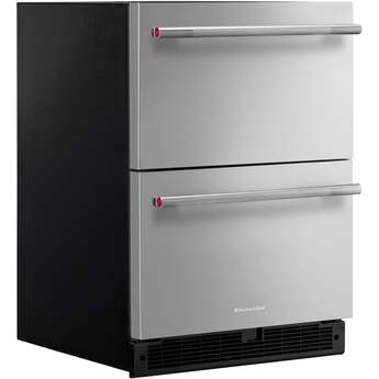 KitchenAid 24 Inch Undercounter Double-Drawer Refrigerator with 4.4 cu. ft. Capacity, Temperature Monitoring System, Ultra-Bright LED Lighting, Door Alarm, Backlit Touch Controls, Sabbath Mode and Star-K Certified: Black On Stainless Steel — thumbnail 7