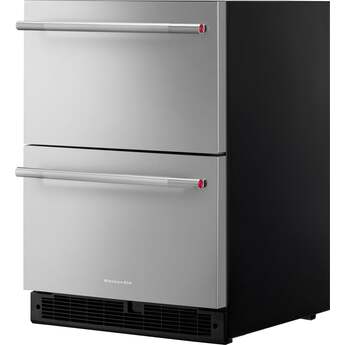 KitchenAid 24 Inch Undercounter Double-Drawer Refrigerator with 4.4 cu. ft. Capacity, Temperature Monitoring System, Ultra-Bright LED Lighting, Door Alarm, Backlit Touch Controls, Sabbath Mode and Star-K Certified: Black On Stainless Steel — thumbnail 9