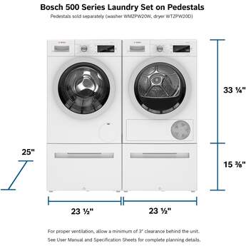 Bosch WTW87NH1UC 500 Series 24 Inch Electric Dryer with 4 cu. ft. Capacity — thumbnail 3