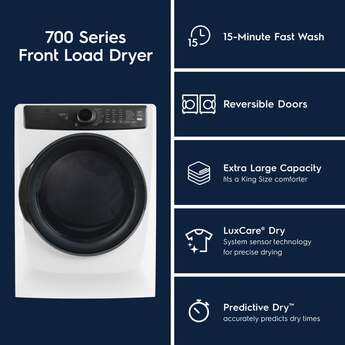 Electrolux 27 Inch Front Load Electric Dryer with 8.0 cu ft Capacity, Perfect Steam™, LuxCare® Dry, Instant Refresh, 200 CFM, Lint Filter, Anti Static, Delay Start, Control Lock and Energy Star Certified: White — thumbnail 11