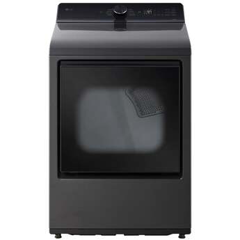 LG 27 Inch Rear Control Dryer with 7.3 cu ft Ultra Large Capacity, AI Sensor Dry™, Quiet Operation, Wrinkle Care, Electronic Controls, ThinQ UP™, FlowSense® Duct Clogging and Lint Filter Indicator: Platinum Black
