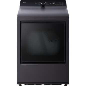 LG 27 Inch Top Load Electric Dryer with 7.3 cu ft Capacity, EasyLoad™ Door, AI Sensor Dry™, Smart Pairing™, FlowSense®, Lint Filter Indicators and Energy Star Certified: Matte Black