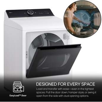 LG 27 Inch Top Load Dryer with 7.3 cu ft Capacity, EasyLoad™ Door, ThinQ®, TurboSteam™ Technology, FlowSense® Duct Clogging and Energy Star Certified: White — thumbnail 6
