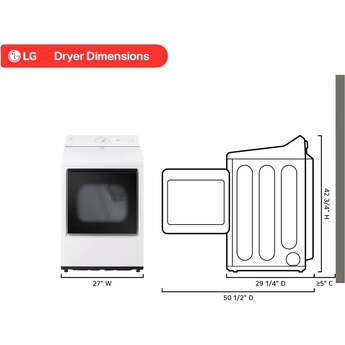 LG 7.3 Cu. Ft. Dryer, Wi-Fi, Easy Load, AI Sensor Dry: Alpine White — thumbnail 18