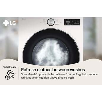 LG 27 Inch Smart Front Load Gas Dryer with 7.4 cu ft Ultra Large Capacity, AI Sensor Dry™, Smart Pairing™, SteamFresh™, TurboSteam™ Technology, Pet Care Cycle, Flow Sense® Duct Clogging and Energy Star Certified Included: Alpine White — thumbnail 14