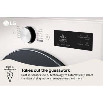 LG 27 Inch Smart Front Load Gas Dryer with 7.4 cu ft Ultra Large Capacity, AI Sensor Dry™, Smart Pairing™, SteamFresh™, TurboSteam™ Technology, Pet Care Cycle, Flow Sense® Duct Clogging and Energy Star Certified Included: Alpine White — thumbnail 16