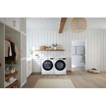 LG 27 Inch Smart Front Load Gas Dryer with 7.4 cu ft Ultra Large Capacity, AI Sensor Dry™, Smart Pairing™, SteamFresh™, TurboSteam™ Technology, Pet Care Cycle, Flow Sense® Duct Clogging and Energy Star Certified Included: Alpine White — thumbnail 7
