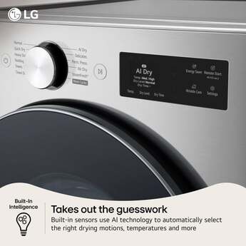 LG 27 Inch Smart Front Load Gas Dryer with 7.4 cu ft Ultra Large Capacity, AI Sensor Dry™, Smart Pairing™, SteamFresh™, TurboSteam™ Technology, Pet Care Cycle, Flow Sense® Duct Clogging and Energy Star Certified Included: Graphite Steel — thumbnail 19