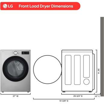 LG 27 Inch Smart Front Load Gas Dryer with 7.4 cu ft Ultra Large Capacity, AI Sensor Dry™, Smart Pairing™, SteamFresh™, TurboSteam™ Technology, Pet Care Cycle, Flow Sense® Duct Clogging and Energy Star Certified Included: Graphite Steel — thumbnail 2