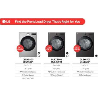 LG 27 Inch Smart Front Load Gas Dryer with 7.4 cu ft Ultra Large Capacity, AI Sensor Dry™, Smart Pairing™, SteamFresh™, TurboSteam™ Technology, Pet Care Cycle, Flow Sense® Duct Clogging and Energy Star Certified Included: Graphite Steel — thumbnail 20