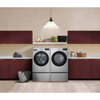 LG 27 Inch Smart Front Load Gas Dryer with 7.4 cu ft Ultra Large Capacity, AI Sensor Dry™, Smart Pairing™, SteamFresh™, TurboSteam™ Technology, Pet Care Cycle, Flow Sense® Duct Clogging and Energy Star Certified Included: Graphite Steel — thumbnail 3