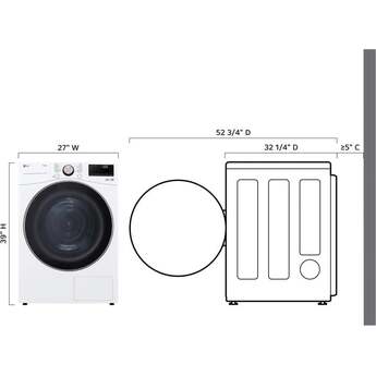 LG DLHC4002W 27 Inch 7.8 cu. ft. Wide Front Load Heat Pump Dryer, Ventless: White — thumbnail 5