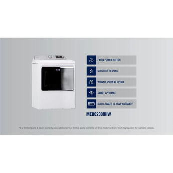 Maytag 7.4 cu.ft. White Front Load Electric Dryer with Extra Power Button — thumbnail 13