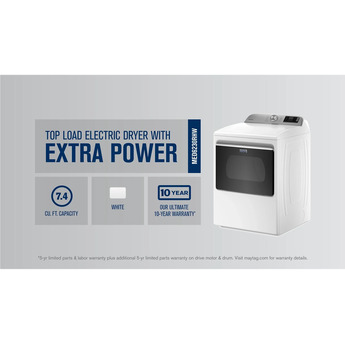 Maytag 7.4 cu.ft. White Front Load Electric Dryer with Extra Power Button — thumbnail 4